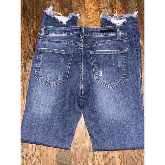 Risen Skinny Jeans Juniors Size 7/28 Distressed Medium Wash - Picture 6 of 7